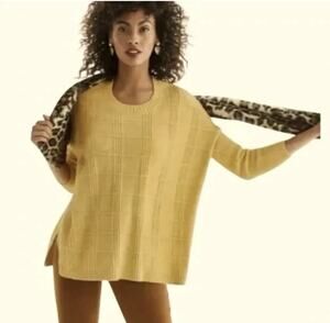 Cabi Mustard Yellow Oversized Textured Knit Sweater XS Cozy Pullover